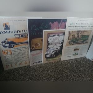 4 Mint Condition Vintage Car Advertisement Posters In Protective Covers
